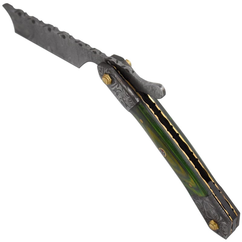 Old Ram Straight Razor | Straight-Edge-Razor Sharp High-Hardness Real Damascus Steel Cutthroat Straight Edge-Blade | Barber Razor - Image 5
